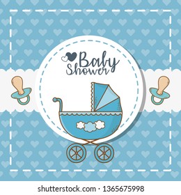 baby shower card with blue cart