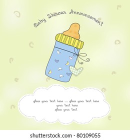 baby shower card with bottle milk