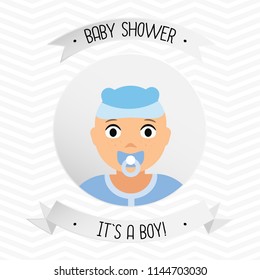 Baby shower card. Baby boy.