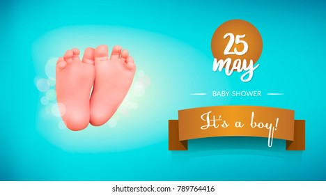 Baby shower card. It's a boy! Baby announcement card template. Place for your text.
