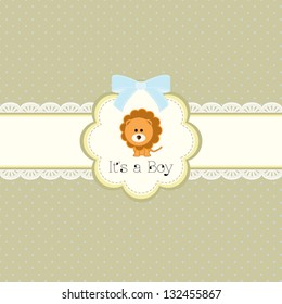 baby shower card for baby boy, with lion.Vector eps10 , illustration.