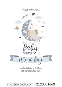 Baby Shower card. It's a boy. Vector illustration