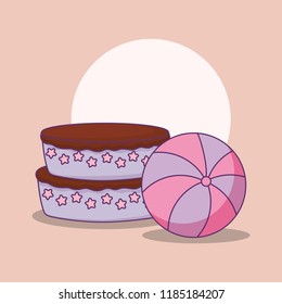 baby shower card with cake and balloon