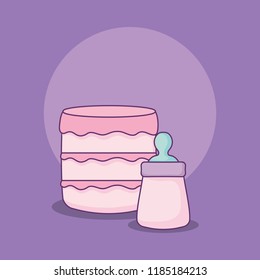 baby shower card with cake and milk bottle