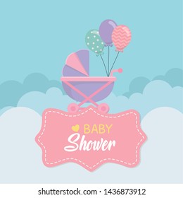 baby shower card with cart