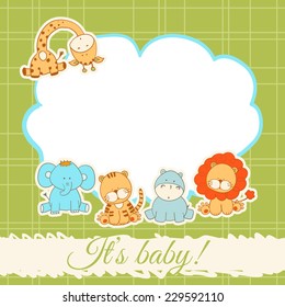 Baby Shower Card With Cartoon Animals