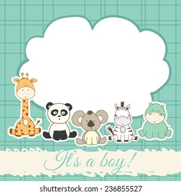 Baby Shower Card With Cartoon Fun Animals
