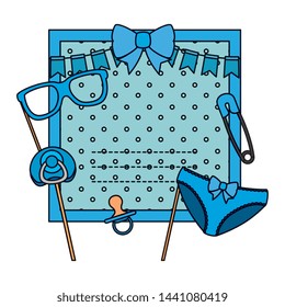 baby shower card with clothes and footprint