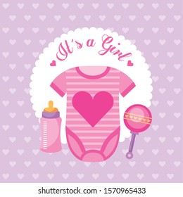 baby shower card with clothes vector illustration design