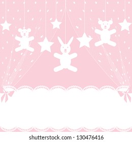 Baby shower card with crib