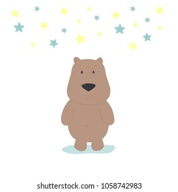 Baby Shower Card. Cute bear vector print. Vector illustration.