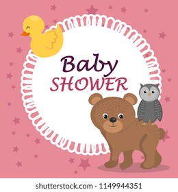 baby shower card with cute bear and owl