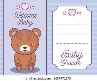 baby shower card with cute bear animal