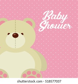 baby shower card with cute bear icon. colorful design. vector illustration