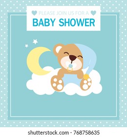 Baby shower card with Cute bear cartoon.