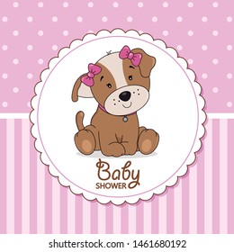 Baby shower card. Cute dog