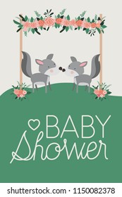 baby shower card with cute dogs couple