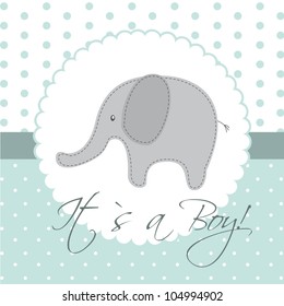 baby shower card with cute elephant. vector illustration