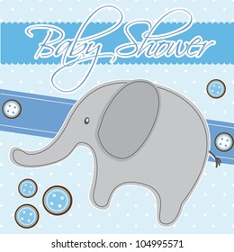 baby shower card with cute elephant. vector illustration