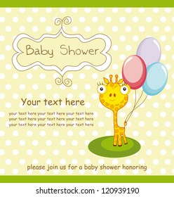 baby shower card with cute giraffe. vector