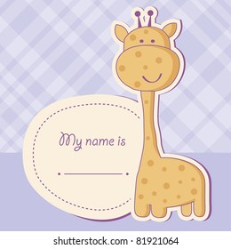 Baby  shower card with cute giraffe