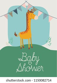 baby shower card with cute jiraffe