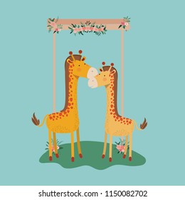 baby shower card with cute jiraffes couple