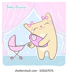 Baby shower card with cute kitty.