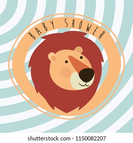 baby shower card with cute lion