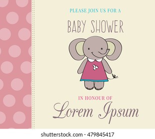 baby shower card with cute little mouse, vector format