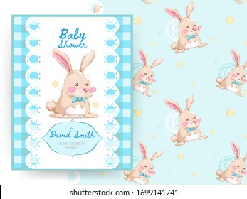 Baby shower card with cute rabbit	