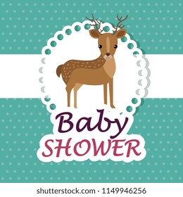 baby shower card with cute reindeer