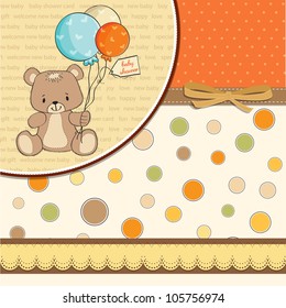 baby  shower card with cute teddy bear