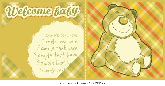 Baby shower card with cute  teddy bear