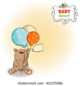 baby shower card with cute teddy bear