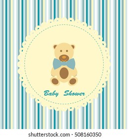 Baby shower card with cute teddy bear