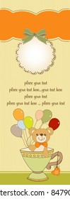 baby shower card with cute teddy bear