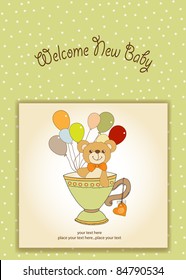 baby shower card with cute teddy bear