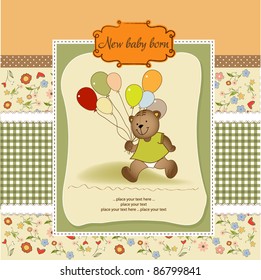 baby  shower card with cute teddy bear