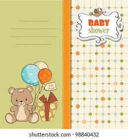 baby shower card with cute teddy bear