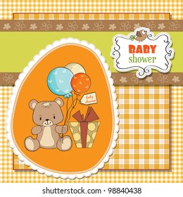 baby shower card with cute teddy bear