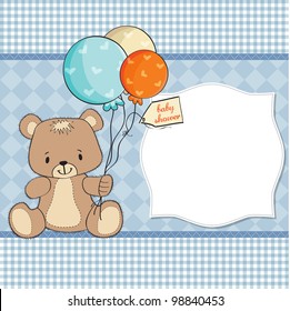 Baby Shower Card With Cute Teddy Bear