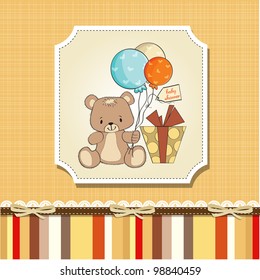 baby shower card with cute teddy bear