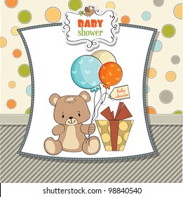baby shower card with cute teddy bear