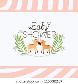 baby shower card with cute tigers couple