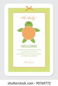 baby shower card with cute turtle. vector illustration