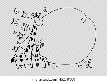 Baby shower card with cute two giraffe. Sketchy style.