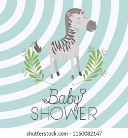 baby shower card with cute zebra