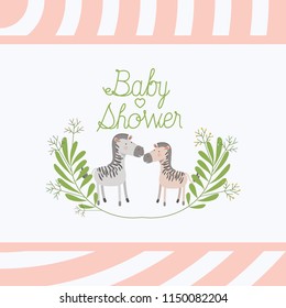 baby shower card with cute zebras couple