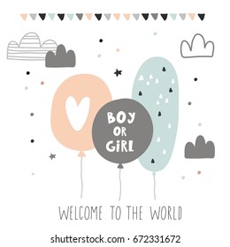 Baby Shower card design. Boy or Girl